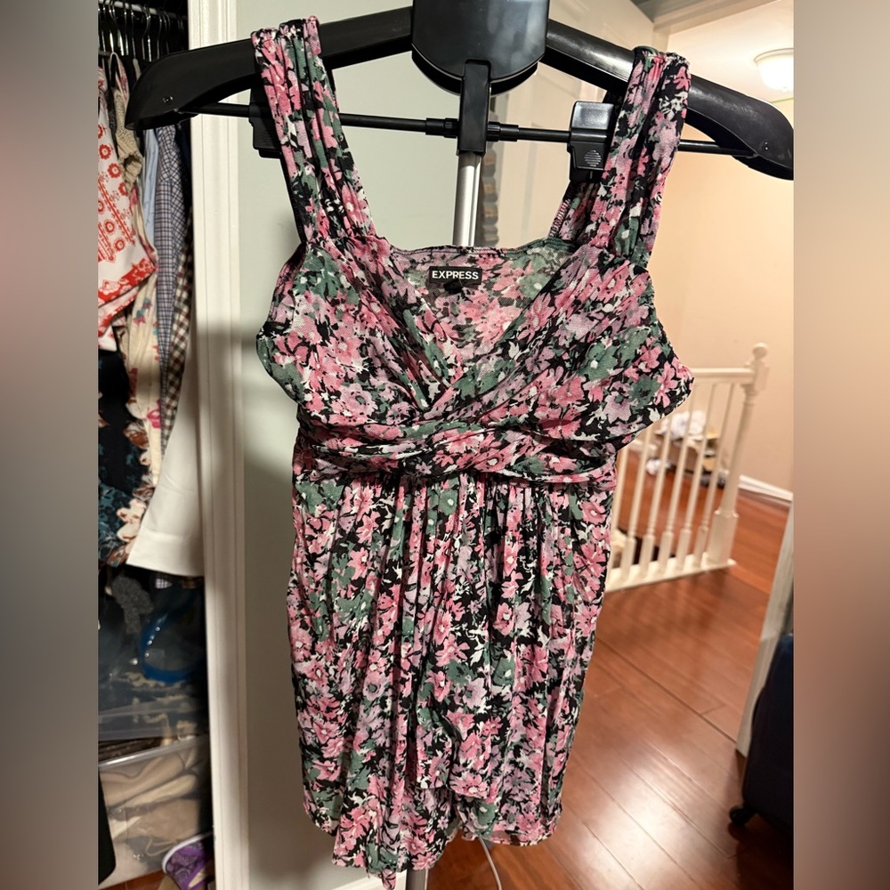 Vintage express babydoll top floral mesh flowy y2k cottage fairy